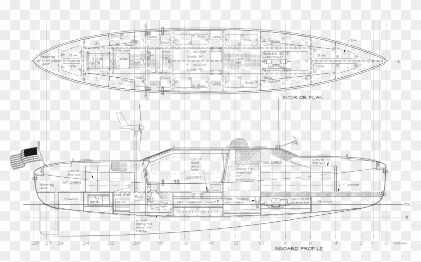 Stock Pacific Boat Design Net Hendrickson Interior - Technical Drawing Clipart