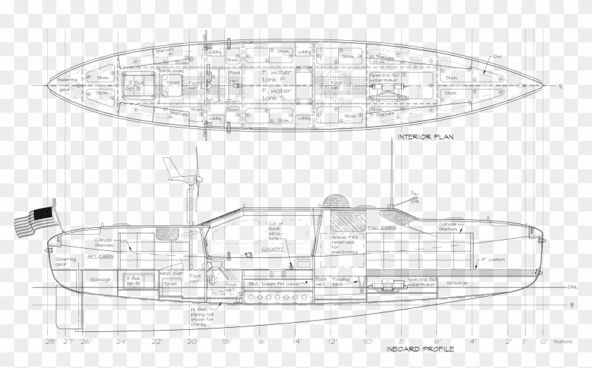 Stock Pacific Boat Design Net Hendrickson Interior - Technical Drawing Clipart #2143451