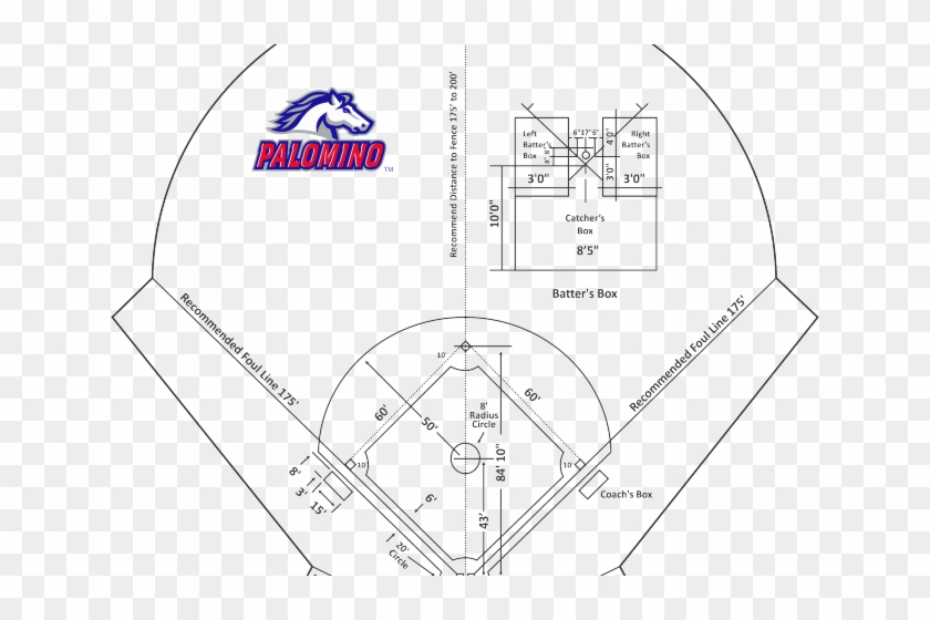 Printable Baseball Diamond - Slow Pitch Softball Field Dimensions Clipart #2143453