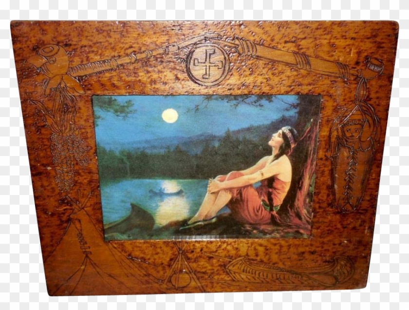The Frame Is Pyrography, Done With Various Native American - Picture Frame Clipart #2144798