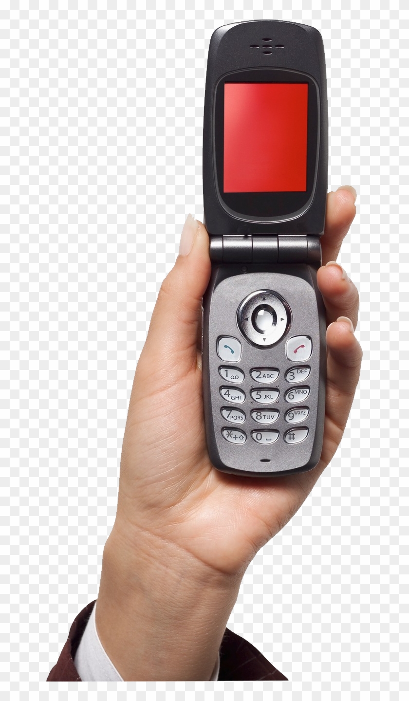 Phone In Hand - Hand Holding Flip Phone Png Clipart #2146552