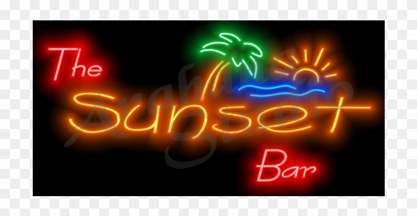 The Sunset Bar Sign Print - Neon Sign Clipart #2146736