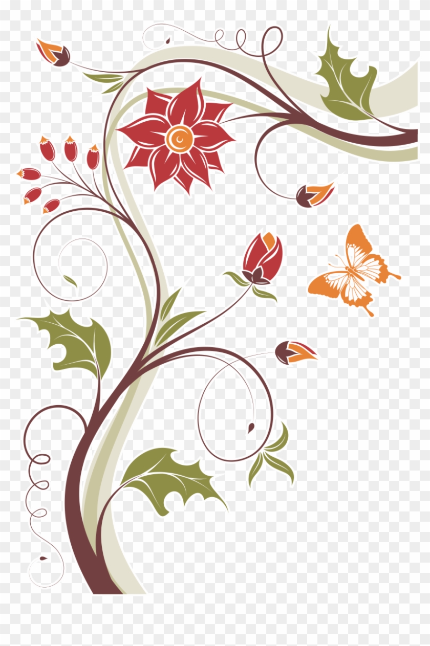 Arabescos Florais Coloridos Png - Arabesco Flores E Borboletas Clipart #2150123