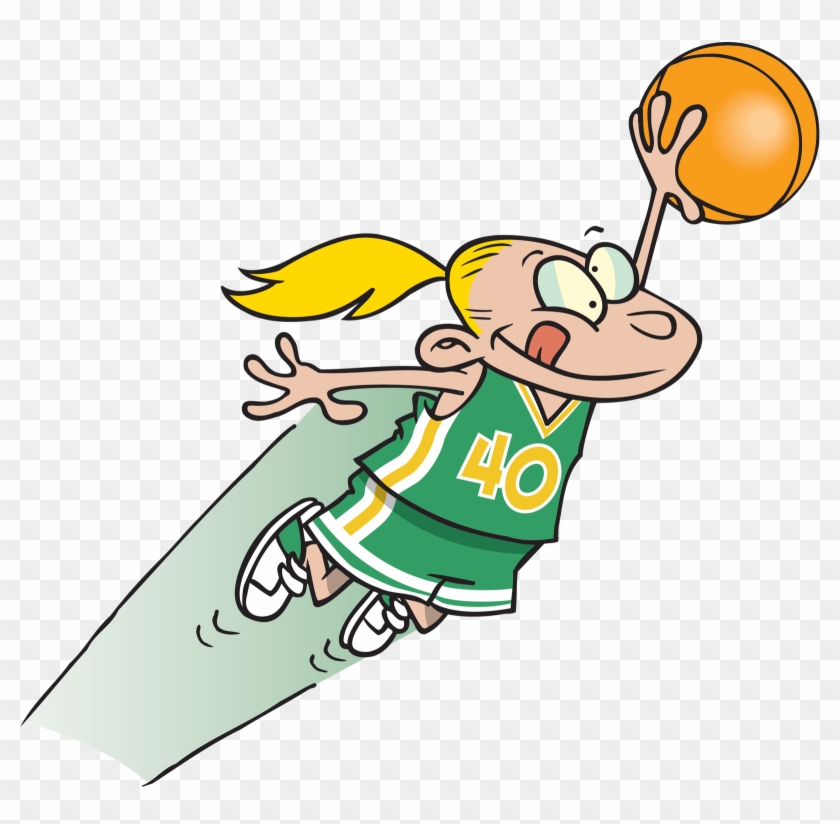 Basketball Cartoon Girl Basketball Cartoon Hoop - Cartoon Girl Dunking Basketball Clipart #2150604