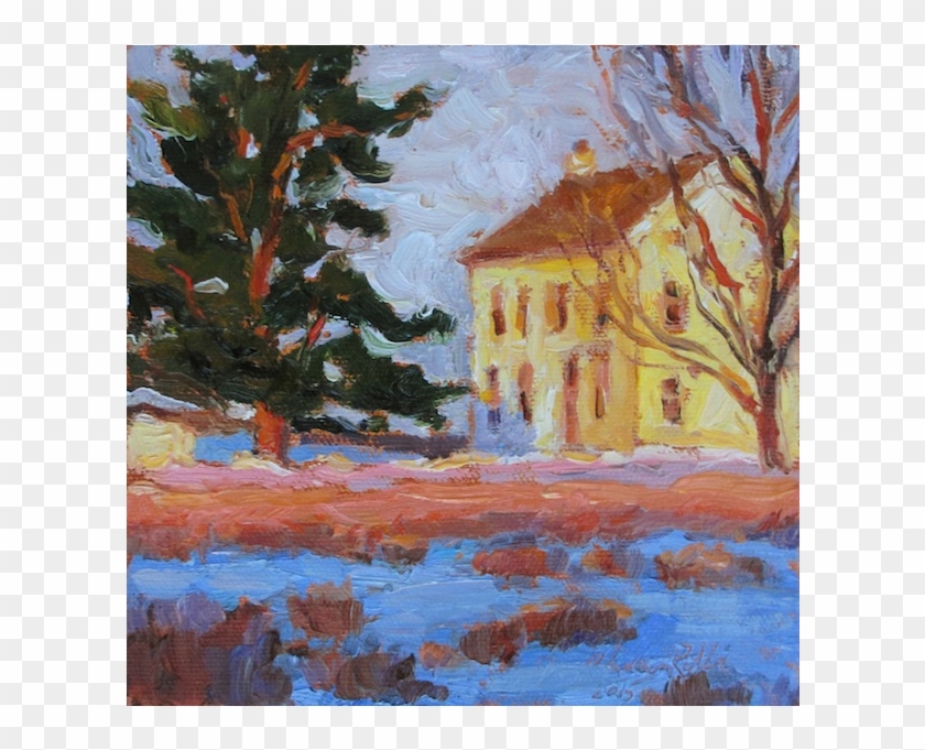 Yellow House In Snow - Visual Arts Clipart
