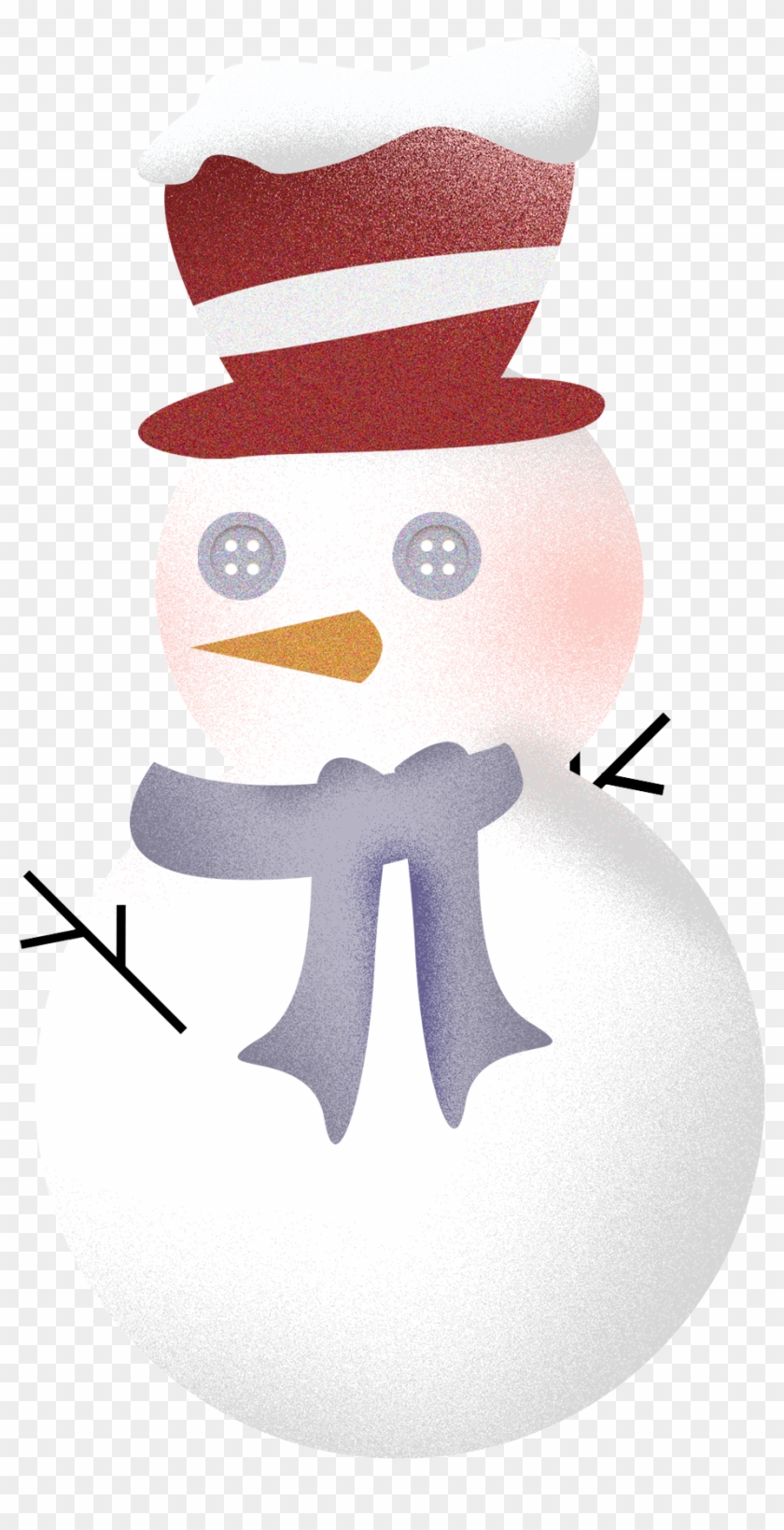 Retro Texture Hand Drawn Cartoon Snowman Png And Psd - Snowman Clipart