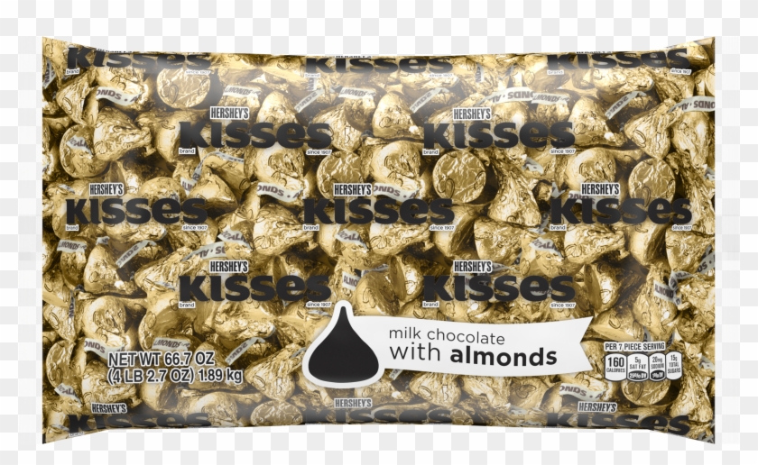 Kisses, Milk Chocolate With Almonds Candy, Gold Foil, - The Hershey Company Clipart
