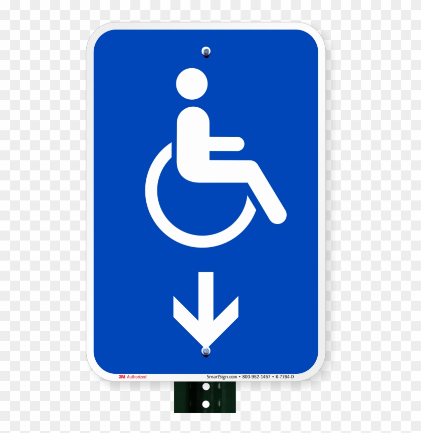Accessible Handicap Down Arrow Sign - Restroom Signs Clipart #2152316