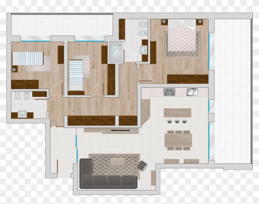 000 Pianta Piano Secondo Arredata Appartamento 01 Penthouse - Floor Plan Clipart #2152525