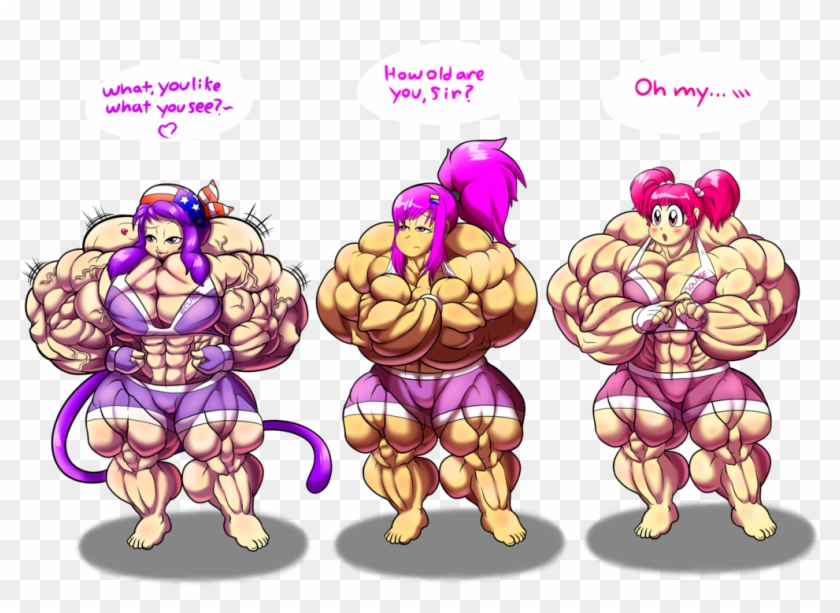 You Girls Wanna For Me Updated W - Clipart Cartoon Muscle Girl - Png Download