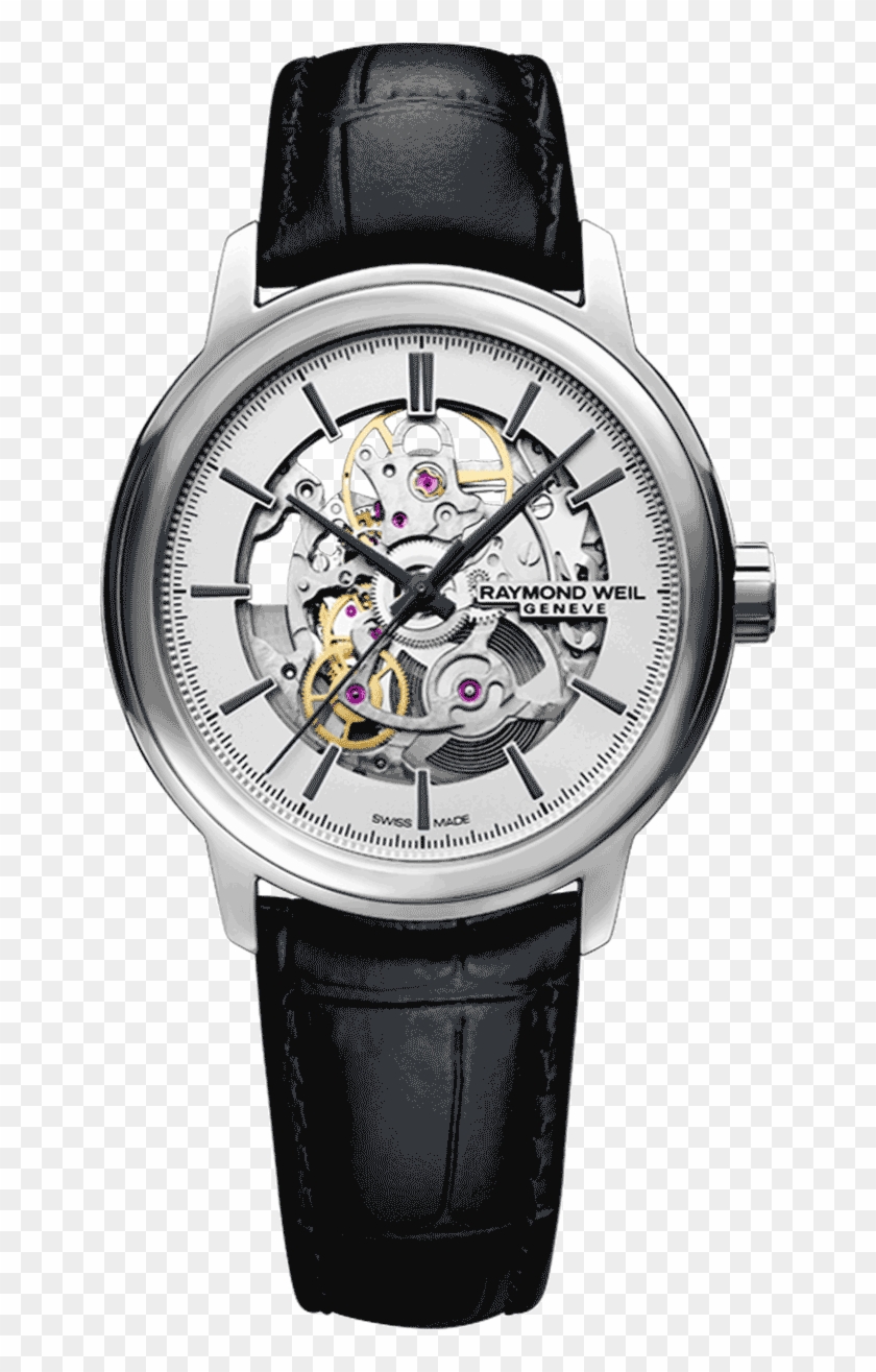 Raymond Weil Maestro Skeleton Automatic Black Leather - Raymond Weil Watches Men Clipart #2154613