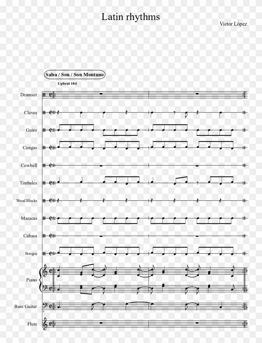 Latin Rhythms Sheet Music Composed By Victor López - Civil War Guns N Roses Piano Pdf Clipart #2155637