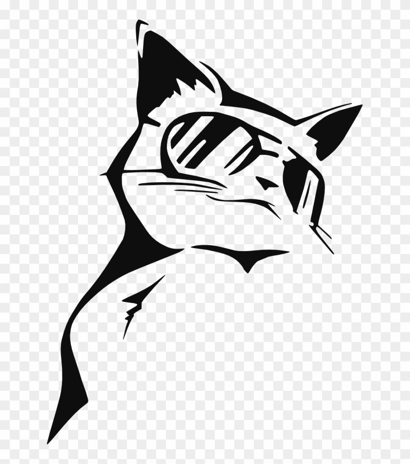 Stencil Coolcat By - Cool Cat Stencil Clipart #2156373