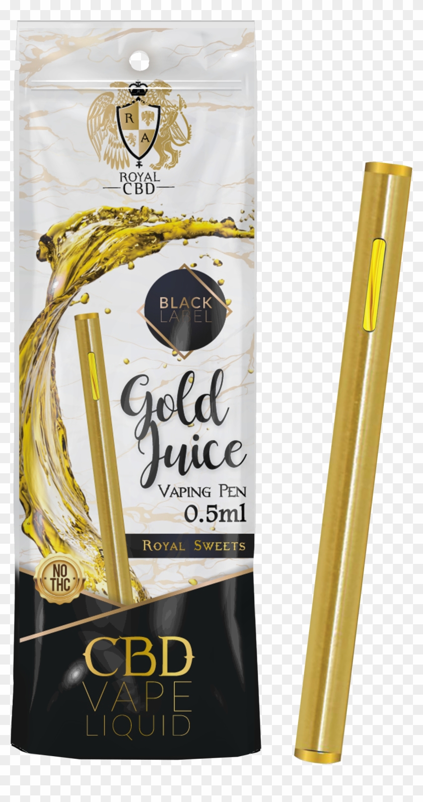 Gold Juice Cbd Vaping Pen - Gold Vape Pens Png Clipart