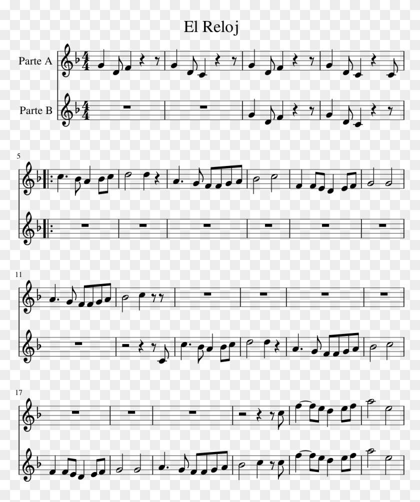 El Reloj / Norton - Rolling Sky Piano Sheet Music Clipart #2156916