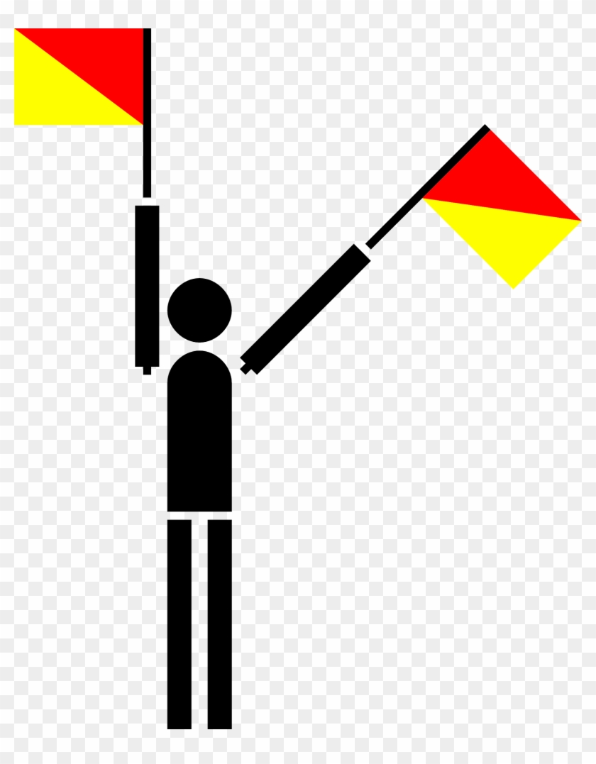 Man Waving Flags - Semaphore Flag Letter L Clipart