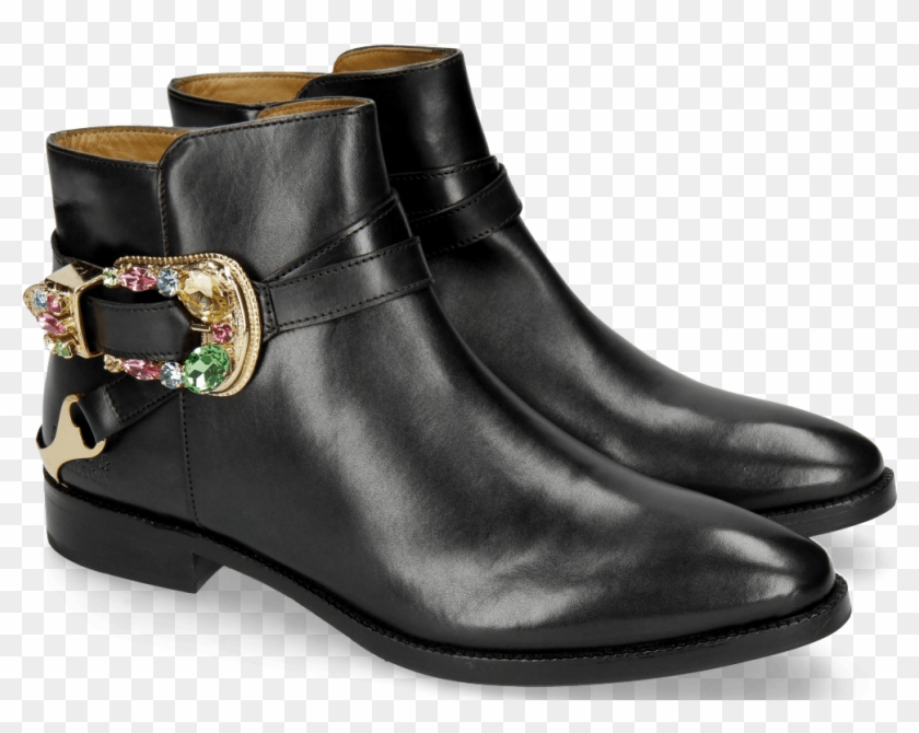 Ankle Boots Candy 8 Black Buckle Multi - Motorcycle Boot Clipart