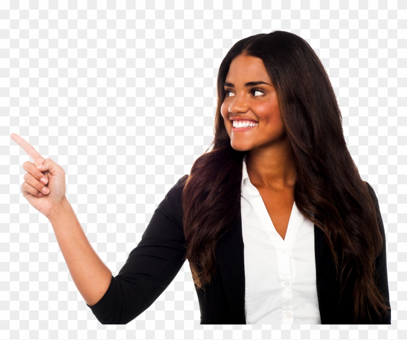 Women Pointing Left - Black Woman Pointing Png Clipart