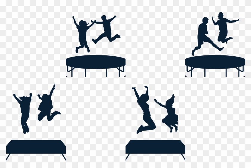 Jumping Silhouette Trampoline - Trampoline Silhouette Png Clipart #2160262