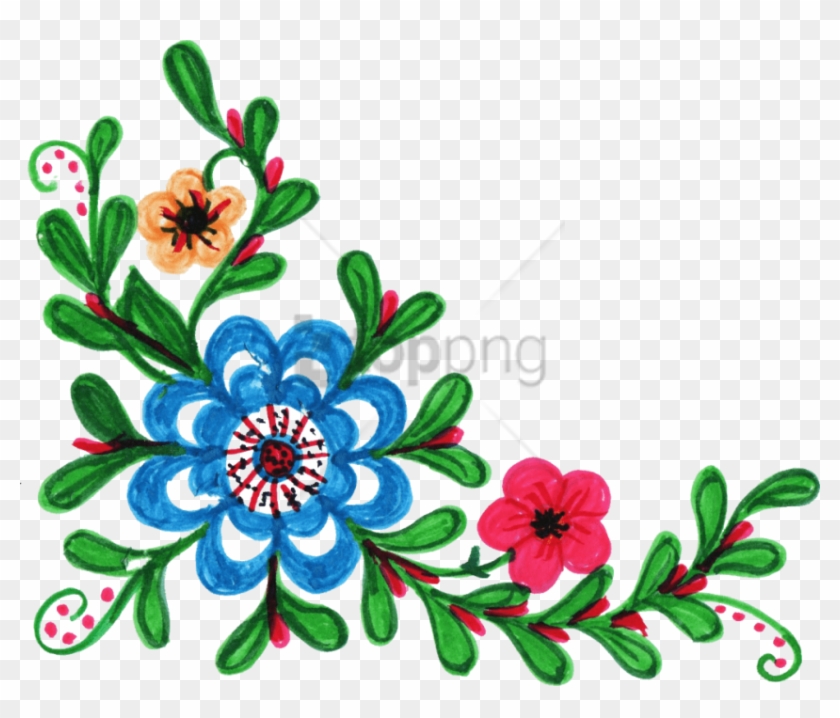 Free Png Download Colorful Floral Corner Borders Png Colorful