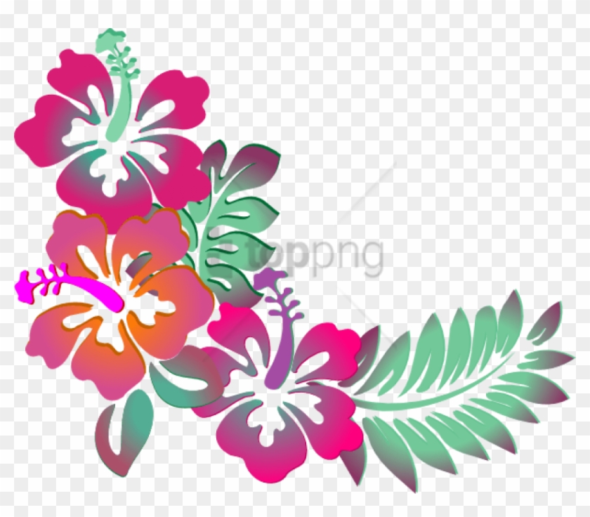 Free Png Colorful Floral Corner Borders Png Png Image - Clipart Hibiscus Transparent Png