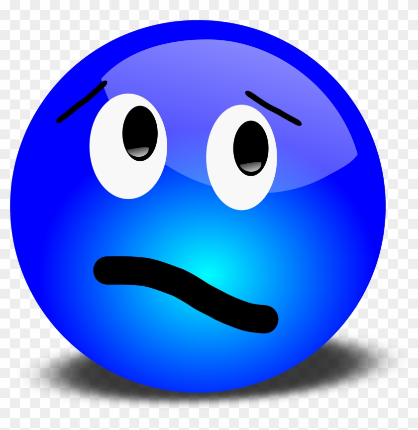 Smiley Face Confused - Blue Smiley Face Emoji Clipart