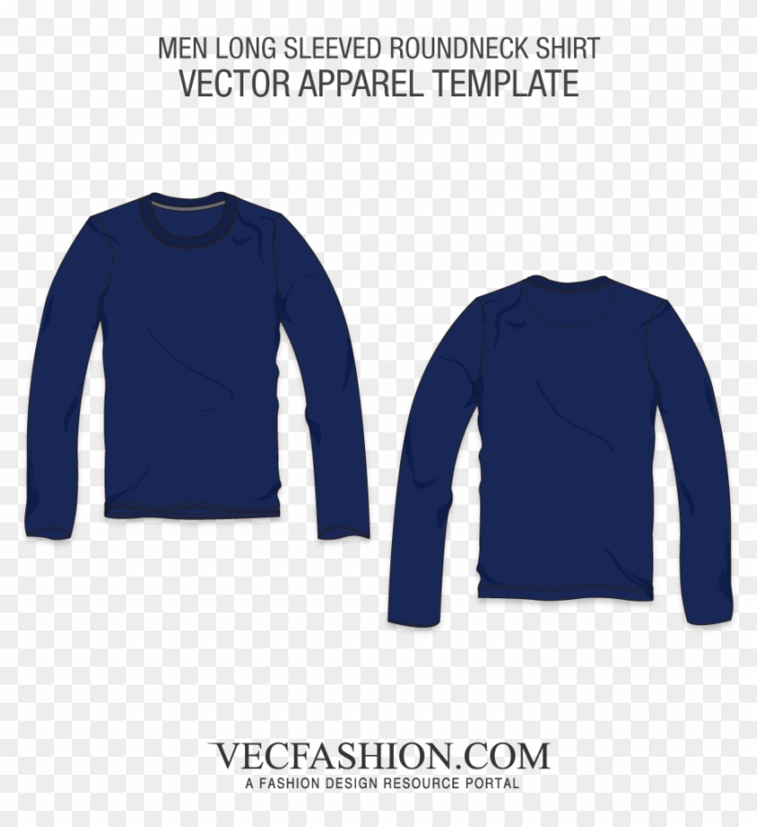 Png Free Download Long Sleeved Round Neck Shirt - Navy Blue Long Sleeve T Shirt Template Clipart