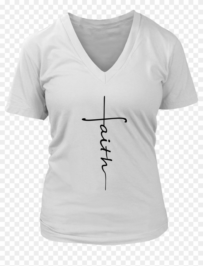 Faith Cross V Neck T Shirt - T-shirt Clipart #2165300