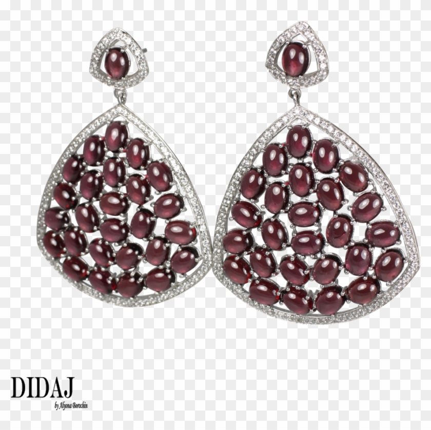 Didaj Rhodolite Cabochon Garnet And Pave Earrings Clipart #2168880