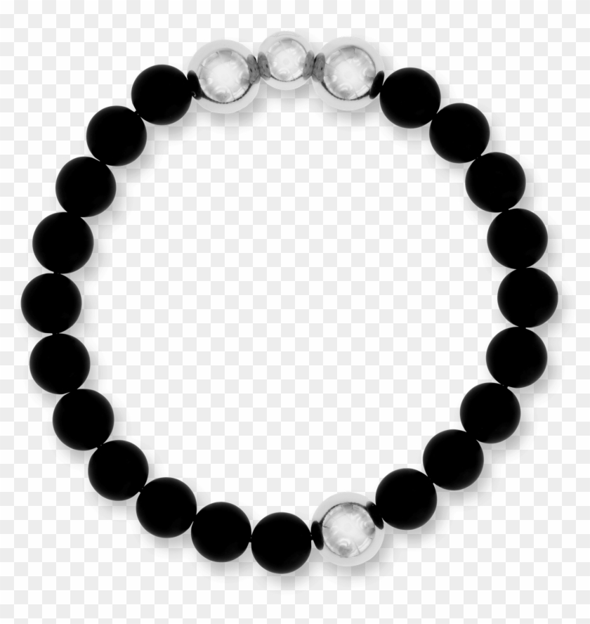 Vega White Gold Plated Stainless Steel & Black Agate - Bracelet Clipart