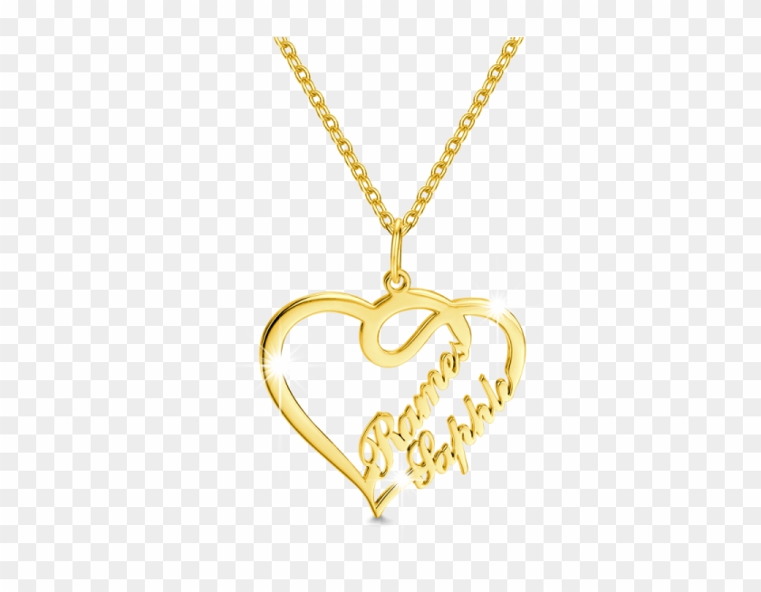 Gold Plate Png - Two Hearts With Names Necklace Clipart #2169276