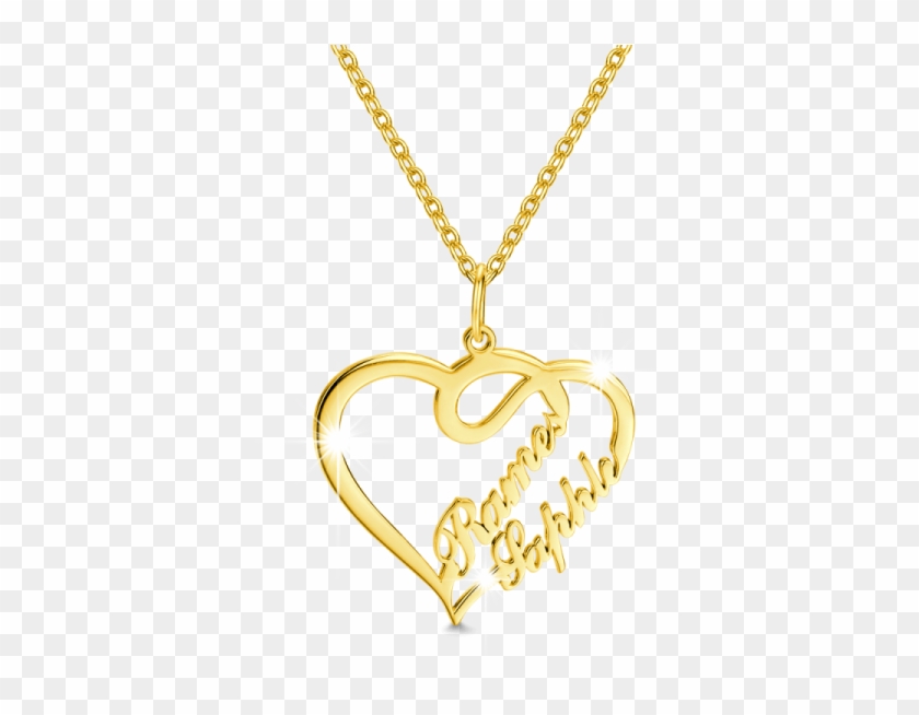Gold Plate Png - Two Hearts With Names Necklace Clipart