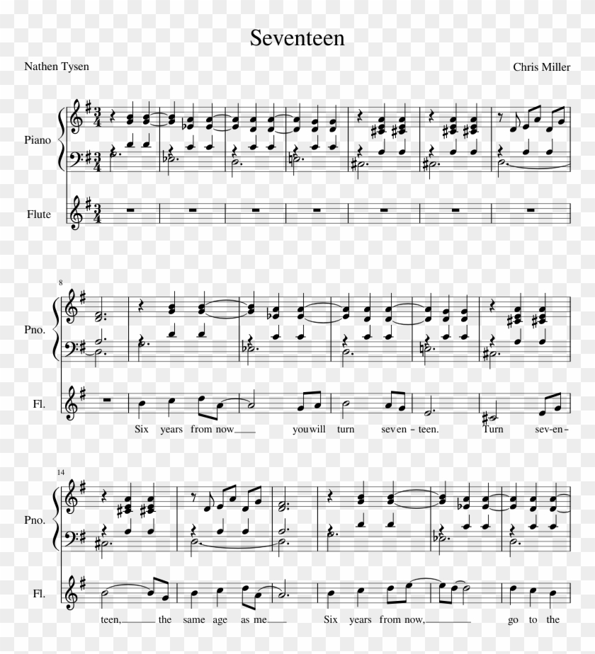 Seventeen Sheet Music Composed By Chris Miller 1 Of - Tuck Everlasting Seventeen Sheet Music Clipart