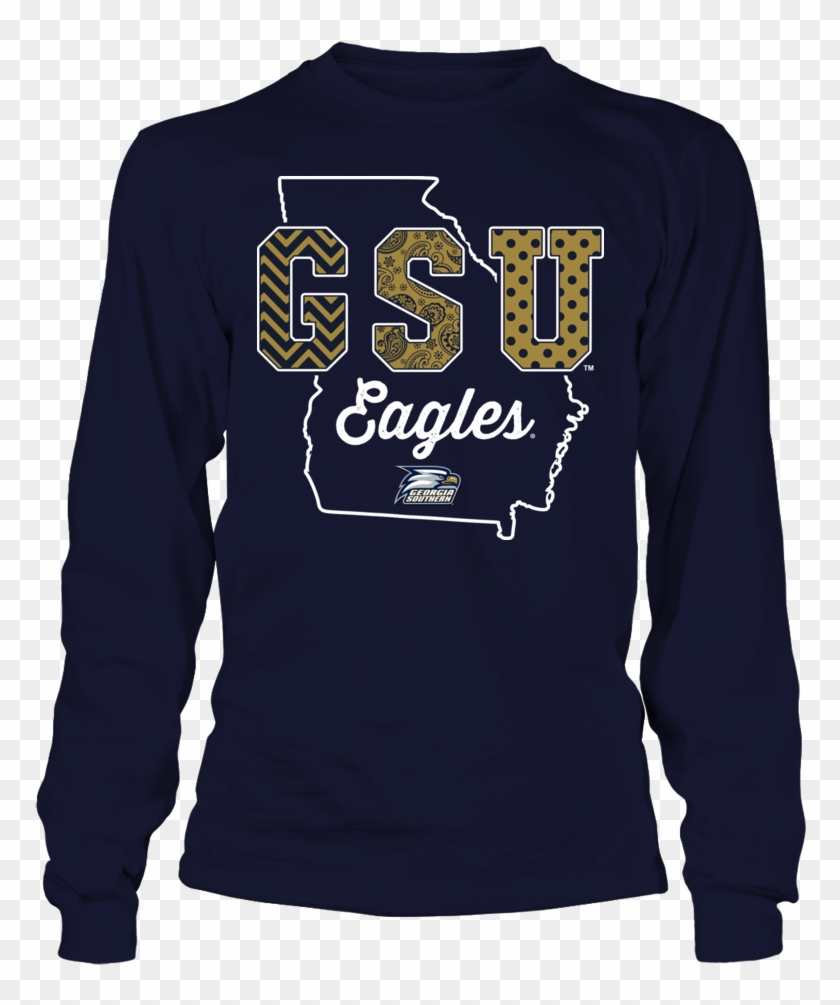 Georgia Southern Eagles State Outline Patterned Letters - Minecraft Creeper Anatomy Shirt Clipart