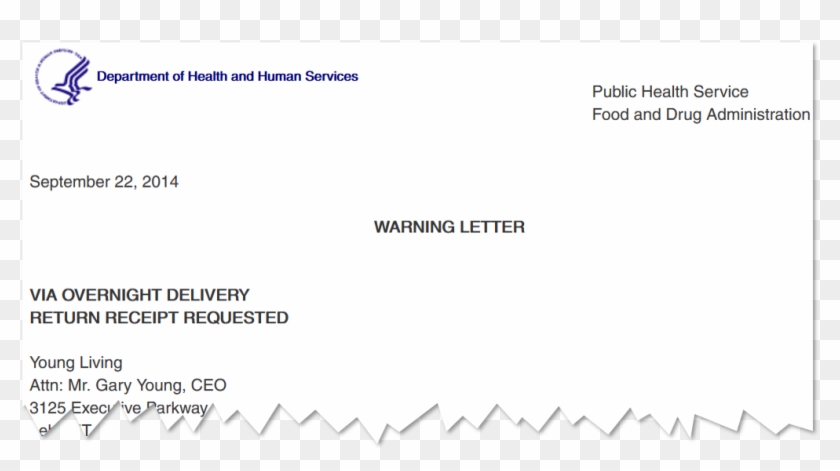 Young Living Fda Warning Letter - Food And Drug Administration Clipart