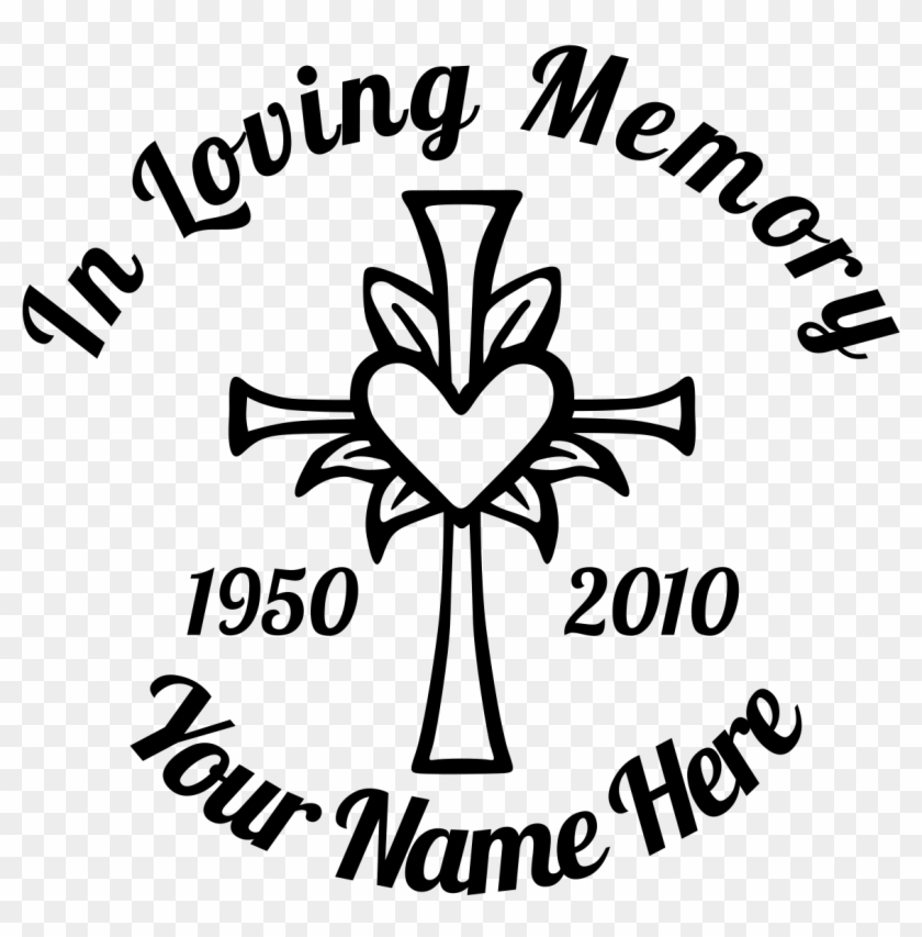 In Loving Memory Cross With Heart Sticker Designer - Loving Memory Drawings Easy Clipart
