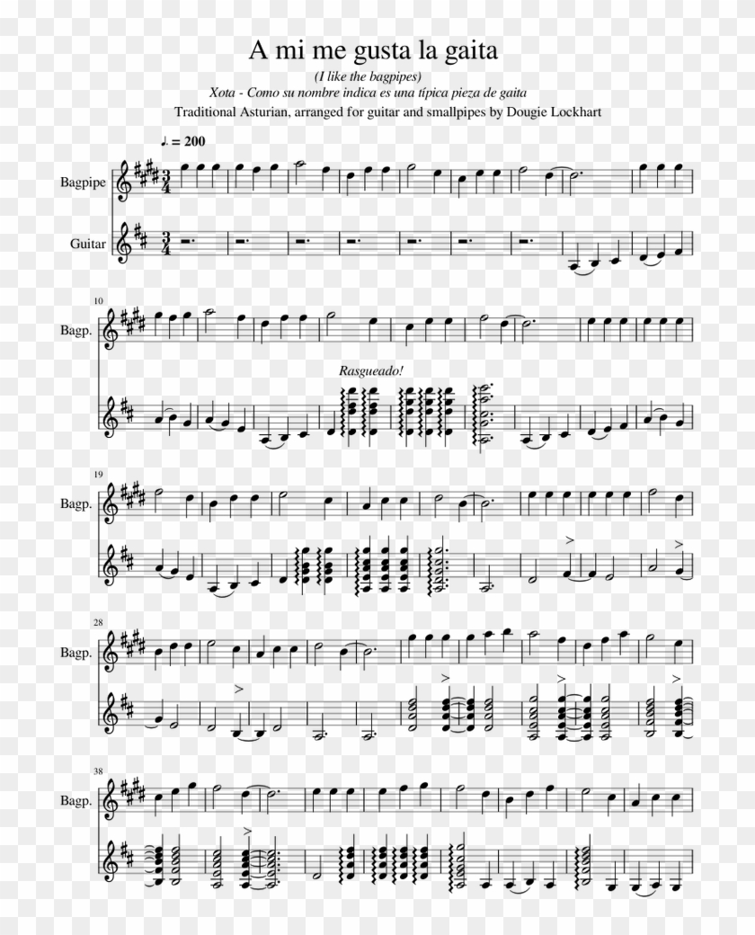 A Mi Me Gusta La Gaita Sheet Music For Bagpipe, Guitar - Guren No Yumiya Sheet Music Alto Sax Clipart