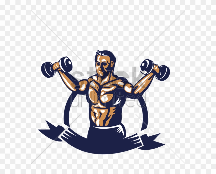 Barbell Clipart Bodybuilding - Bodybuilder With Dumbbell Clipart - Png Download