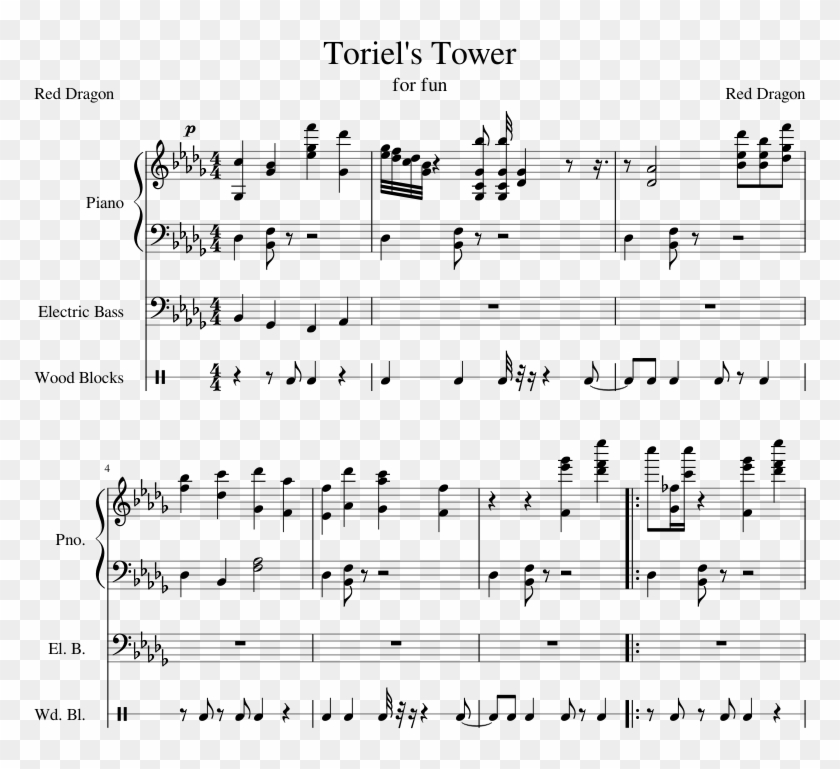 Toriel S Tower Theme - Datte Atashi No Hero Piano Sheet Clipart