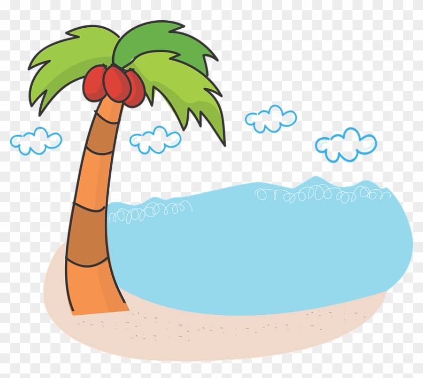 Image Result For Lake With Palm Trees Cartoon Black Clipart #2179662