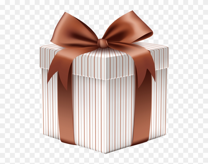 Box With Brown Bow Png Image Pinterest - Birthday Gift Box Png Clipart #2182649