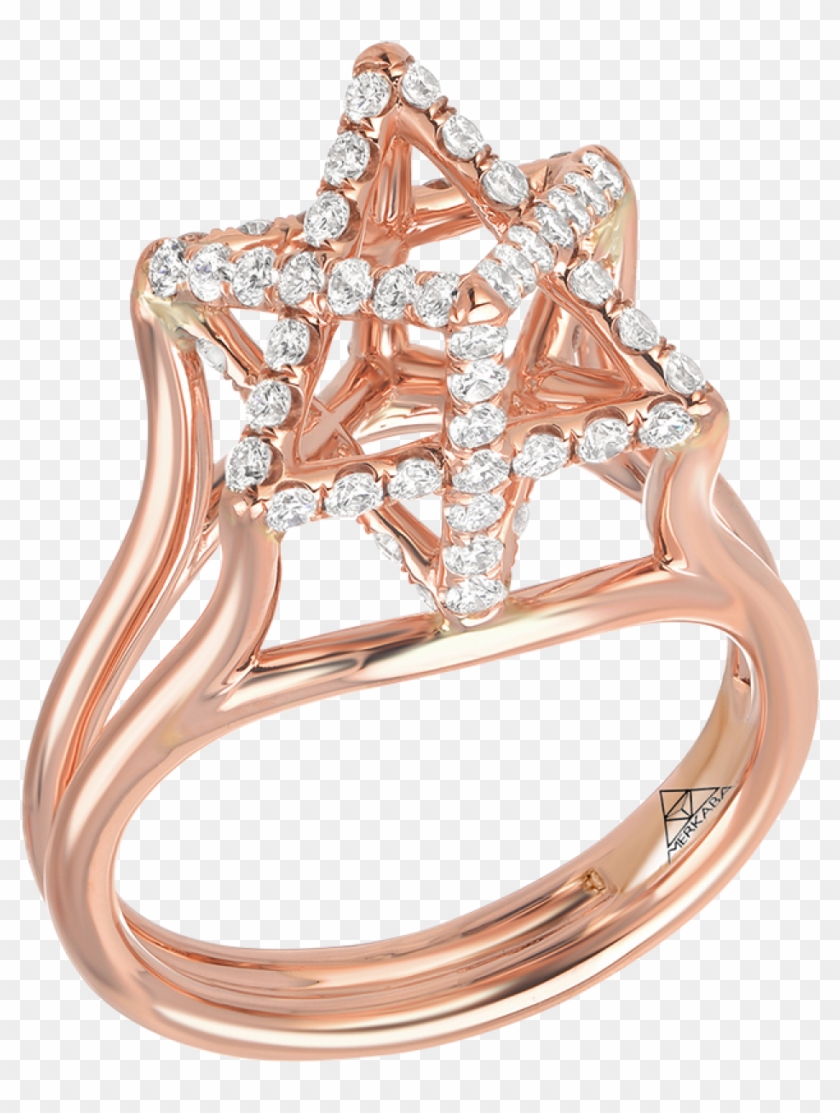 Merkaba Light Rose Gold Ring With Diamonds - Engagement Ring Clipart #2183933
