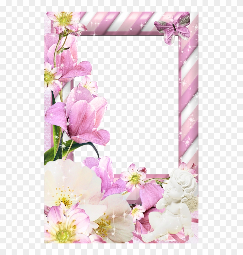 Red Balloons Png Download - White And Pink Flowers Frame Clipart #2183962
