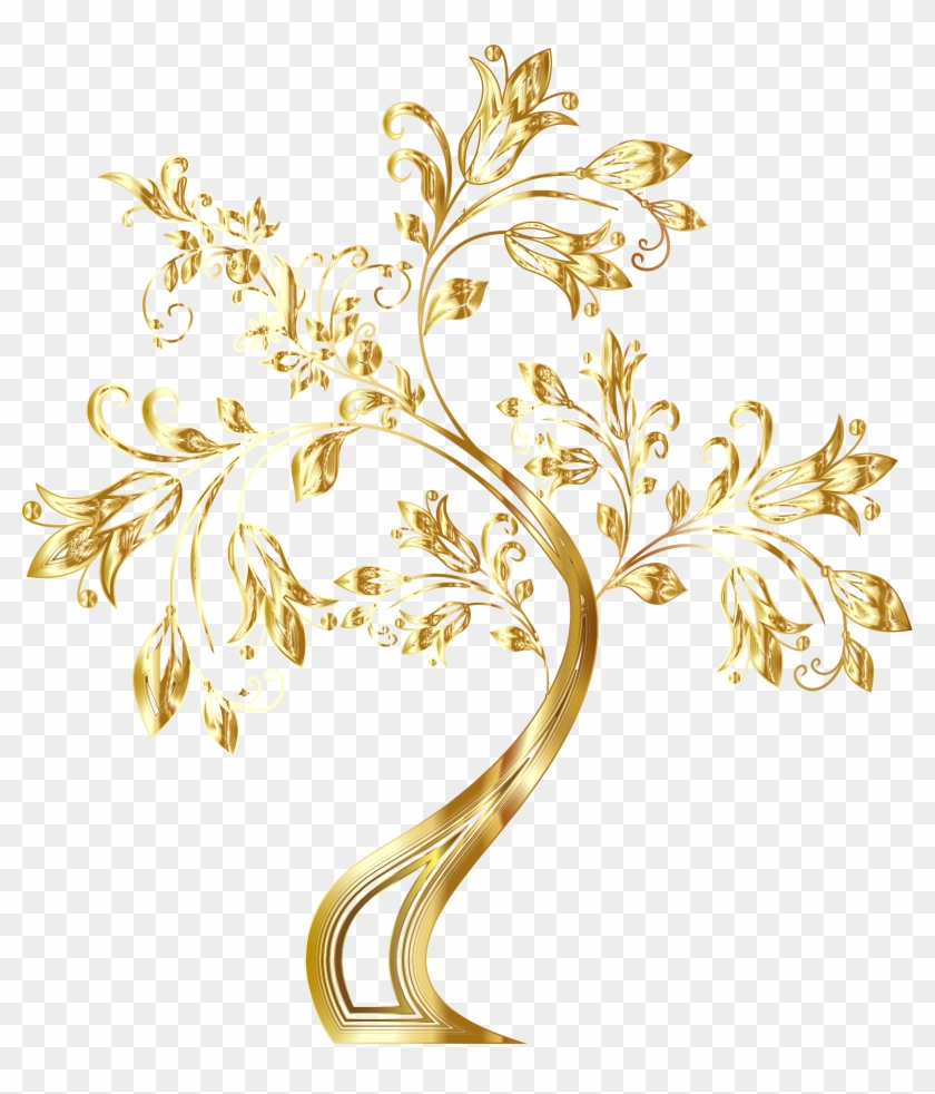 Big Image - Png Transparent Gold Flowers Clipart #2185305