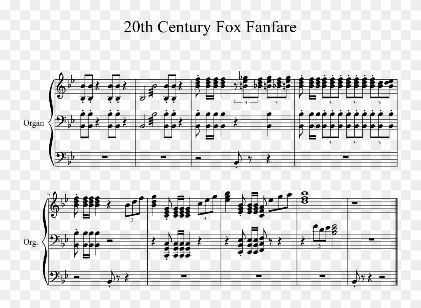 20th Century Fox Fanfare Sheet Music 1 Of 1 Pages - Lee Holdridge East Of Eden Sheet Clipart