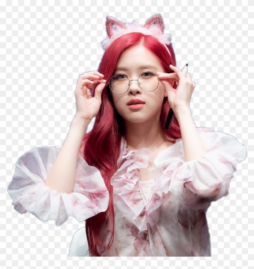 Rose Blackpink Kpop Girl Ears Pinkwhite Red Hair Freeto - Rose Blackpink Red Hair Clipart #2189571