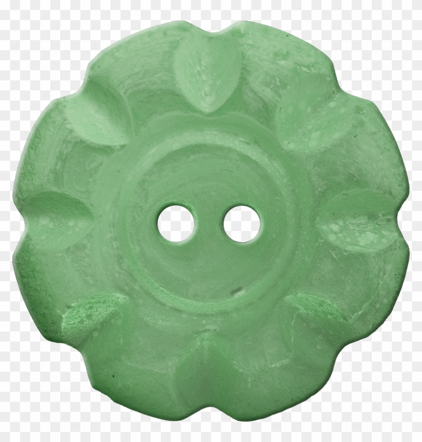 Button With Scalloped Border, Green - Circle Clipart #2193765