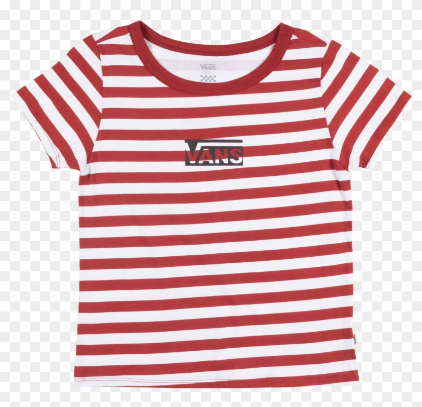 Vans Off The Wall Stripe Skimmer T-shirt Red White - Red And White Striped Vans Shirt Clipart #2194527