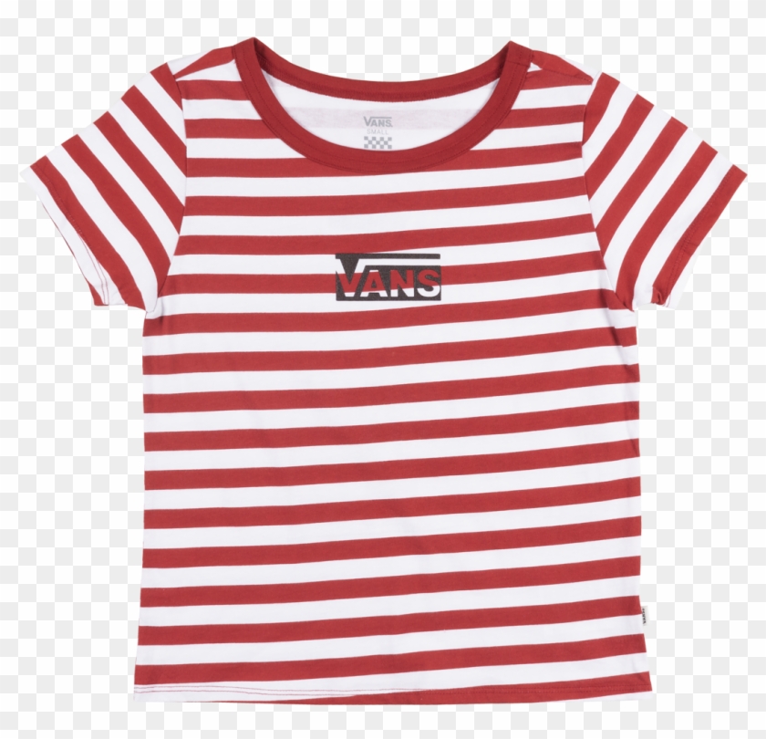 Vans Off The Wall Stripe Skimmer T-shirt Red White - Red And White Striped Vans Shirt Clipart