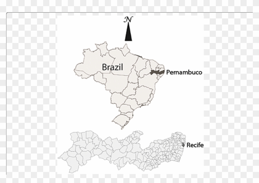 Location Of The Capital City Of Recife, Pernambuco - Map Clipart #2194968